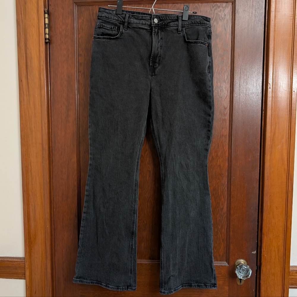 Old Navy Extra High Rise Flare Faded Black Jeans